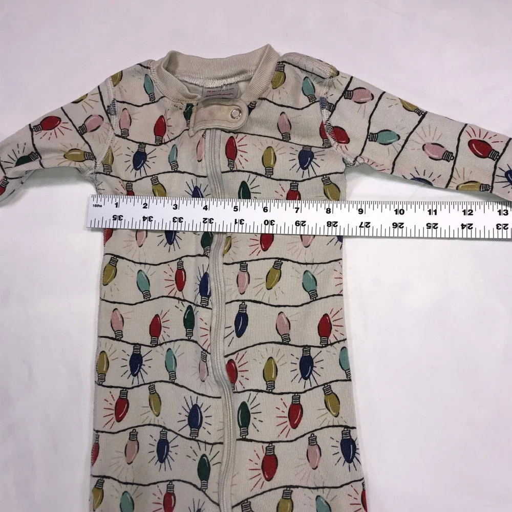 Hanna Andersson Christmas Lights Organic Cotton Sleeper 6-12 Months 70cm Cream